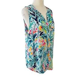 Lilly Pulitzer XS Stacey sleeveless top pink blue floral
